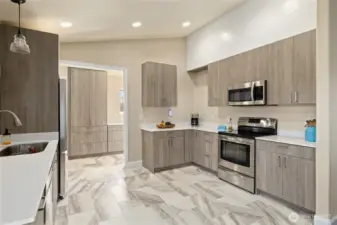 NEW kitchen cabinets, flooring and walk-in pantry!