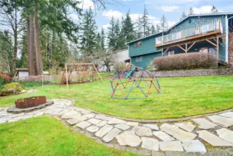 Stone walk way to firepit