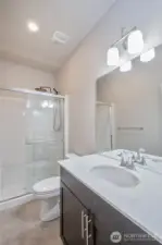 ADU bath with bench seat