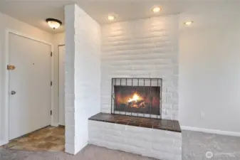 Wood fire place/ living room