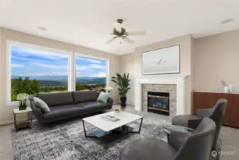 Family Room adjoining the kitchen has oversized windows to enjoy the View!