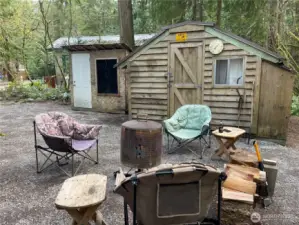 Sit around the fire pit area