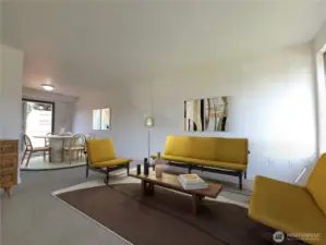 Living and dining room staged