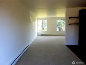 Dining area looking into living room
