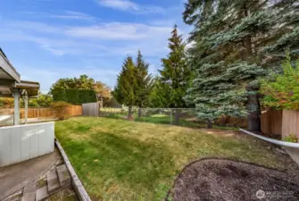 Fully fenced back yard, very private with greenbelt behind you