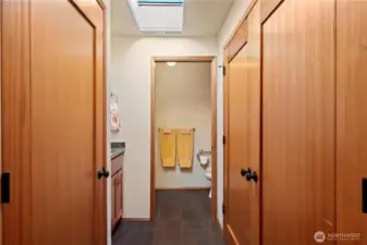 3/4 bath w/dual closets