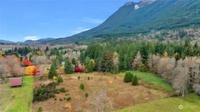 Photo of potential building site with mountain view.