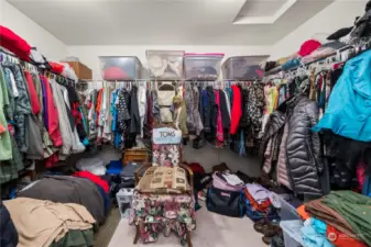 Huge walk-in-closet in the primary suite.