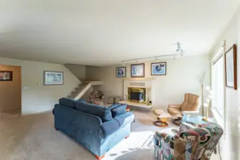 Cozy wood burning fireplace will keep you warm during the cold months.