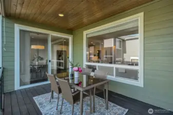 Covered deck for outdoor entertainment.