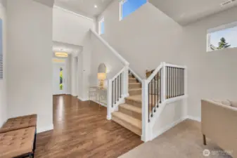 Grand staircase with stair-chair for multigenerational living or can be removed.