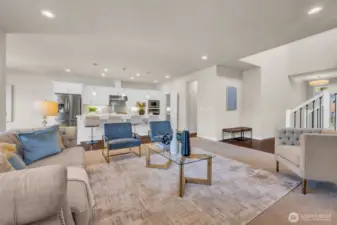 Living room and kitchen seamlessly flow into each other