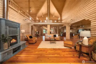 Absolutely stunning log home with gorgeous wood floors.