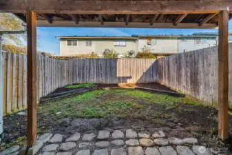 fully fenced back yard.