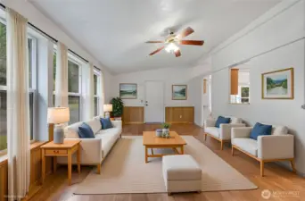 Another view of the virtually staged living room.