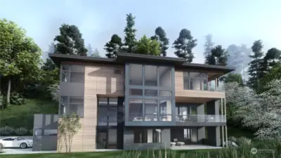 This Modern home tucked into the hillside has so much to offer...  (Photos are Artist Renderings of future Home).