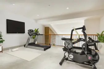 Virtually staged loft as a home gym