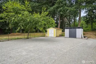 Outbuildings for extra storage.