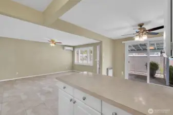 Kitchen looking towards the living room and dining room.
