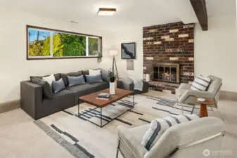Wood burning fireplace.