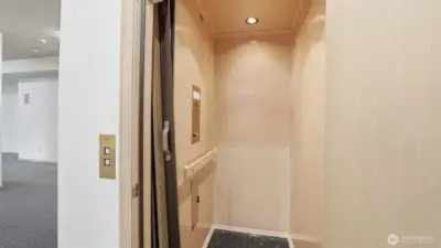 Private in-home elevator providing easy access between levels.