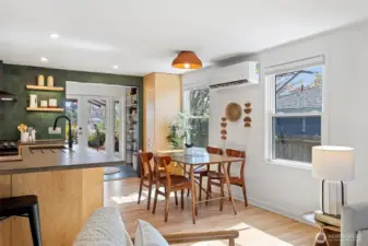 Dining area, room has mini split with AC for year round comfort