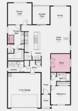 Additional Highlights Include: Electric fireplace, 8' interior doors, deluxe shower at primary bath, study in place of flex, and gas line for outdoor barbeque.