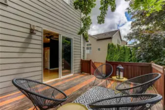 Easy access to the kitchen or down to the patio.