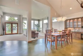 Dining room with built in cabinets