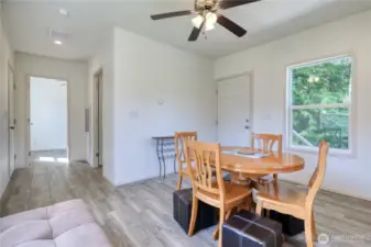 Hallway to the bedroom and bathroom