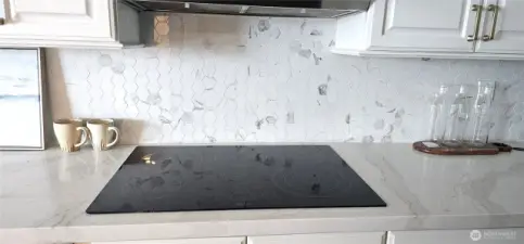 Beautiful kitchen stove range and gorgeous tile backsplash