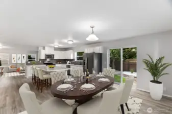 There is room for a large dining table in the dining room, plus barstools for casual dining at the island. Convenient slider to rear patio and yard for easy entertaining.