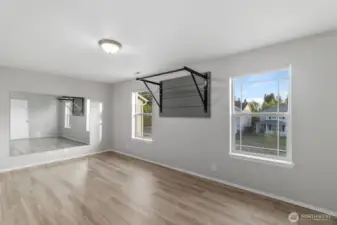 Bonus room shown empty. It gets great light and is bright and open. What will you use it for?  Media room, crafts, yoga? The possibilities are endless!