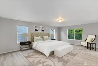 We saved the best for last....the primary suite is absolutely massive! There is room for your furnishing and more! Shown virtually staged here.