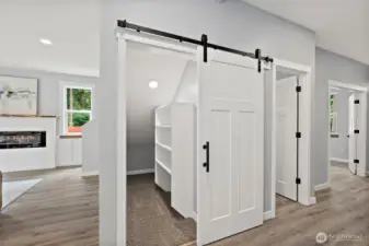 Abundant Storage Behind the Modern Barn Door!