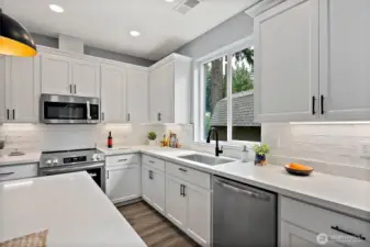 Beautiful & Timeless Quartz Slab & Zellige Style Tile Backsplash!