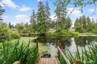 Personal dock overlooking the island community park.
