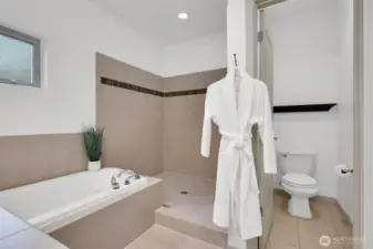 Well-designed bathroom with a functional layout.