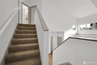 Upstairs there are 2 more bedrooms + FULL bathroom.