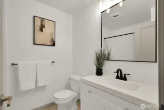 Bathroom located upstairs.