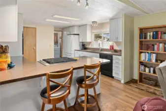 Gas cooktop and wall oven.