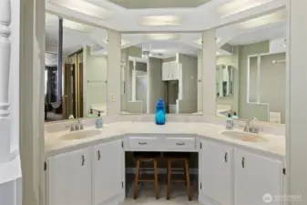 Dual sinks and plenty of vanity space to get ready for the day!