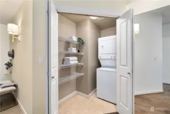 In unit washer/dryer with additional storage