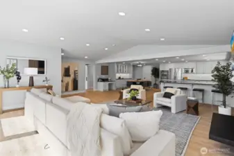 Open plan allows for living, dining & kitchen interaction