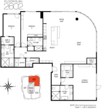 Floor plan for Penthouse 2 aka unit 2602.