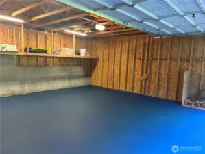 Detached 2-Car Garage (Lots of storage)  Recently updated with new floor sealant for a clean finish.