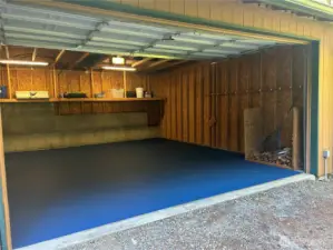 Detached 2-Car Garage  Recently updated with new floor sealant for a clean finish.
