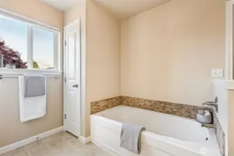 Linen closet in the primary bathroom!