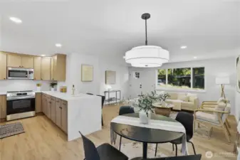 Waterfall quartz penninsula counters