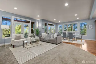 Main level living space with open feel